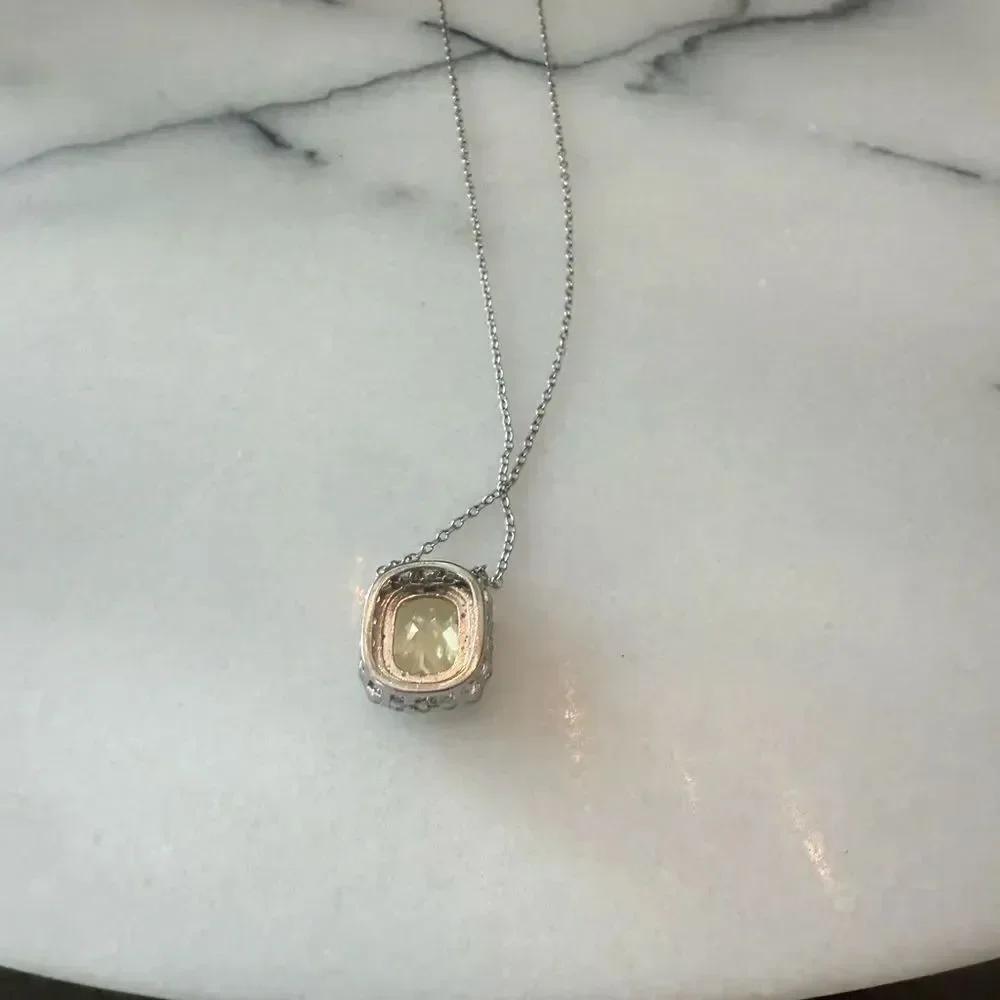 Savvy Cie NWOT Lab Created Canary and CZ Luxury Pendant